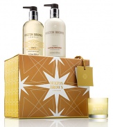 Jet off to the orange groves and delight in our bestselling festive gift for home and hands. Lively. Zesty. Irresistible. Set includes: Naran Ji Fine Liquid Hand Wash, 10 oz.; Naran Ji Soothing Hand Lotion, 10 oz. and Naran Ji Mini Candle 30g: to make your home smell unmistakably Molton Brown. Made in England. 