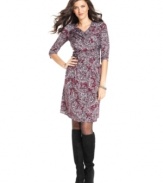 Featuring a slimming tummy control panel, this paisley-print petite dress from Elementz is meant to be worn all year round!