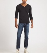 Long-sleeved layering favorite rendered in soft, breathable cotton.V-neckCottonMachine washMade in USA