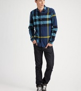 The iconic check design is refreshed with bright color in softly brushed cotton flannel. Buttonfront Chest patch pockets Cotton Machine wash Imported 