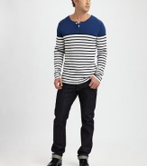 An ideal layering option season after season, shaped in a fine, soft cotton knit.Two-button placketCottonDry cleanImported