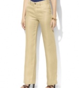 These classic-fitting petite dress pants from Lauren by Ralph Lauren exude tailored sophistication in a sleek stretch construction for a flattering fit.