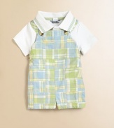 Pastel plaid adorns this timeless one-piece in plush cotton for the ultimate in style and comfort.SquareneckWide straps with buttonsPull-on styleWaist buttonsCottonMachine washImported Please note: Number of buttons vary depending on size ordered. 