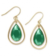 A touch of color livens any look. These stunning 10k gold earrings feature pear-cut green onyx stones (6-1/5 ct. t.w.) on french wire. Approximate drop: 1-1/2 inches.