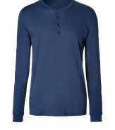 Render in ultra-supple pima cotton, this versatile yet modern take on the classic henley lends stylish ease to your casual looks - Round neck, front button half placket, long sleeves with seaming detail, slim fit - Wear with straight leg jeans, chinos, or slim trousers