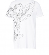 Inject chic style into your graphic tee staples with Balmains super soft cotton eagle print crew neck - Rounded neckline, short sleeves - Long lean silhouette - Wear with everything from jeans and biker boots to chunky knits and skinny trousers