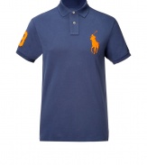 Detailed in breathable and durable cotton mesh, Ralph Laurens big pony polo is a cool modern take on this classic cut style - Small collar, button placket, short sleeves, oversized embroidered polo player at chest, number patch on sleeve, slit sides, high-low hemline - Classic fit - Wear with everything from jeans and sneakers to colored cords and loafers