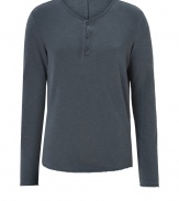 Lend a laid-back look to your casual cool staples with Closeds ultra soft cotton henley - Round neckline, long sleeves, henley button placket - Classic slim fit - Wear with favorite jeans, a flannel and lace-ups