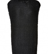 Perfect for layering over trend-favorite leather leggings, J Brands chunky knit dress is a cool choice with endless wearing possibilities - Round neckline, sleeveless, chunky knit trim - Oversized fit, extra mini-length - Wear with leather leggings and slick ankle boots