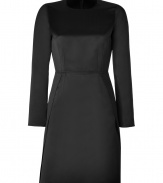 Meticulously tailored in sleek black satin, No.21s long sleeve dress counts as one of our after-dark favorites - Round neckline, long sleeves, slit sides, hidden back zip - Tailored fit - Wear with flawless accessories and a dusting of sparkly fine jewelry