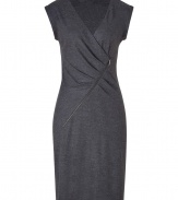 Perfect for a seamless transition from work to cocktails, Marc by Marc Jacobs diagonal zip wool dress is a cool modern take on workweek chic - Wrapped V-neckline with diagonal zip and pleating, cap sleeves, V back seam with pleat detail - Form-fitting - Wear with a cropped leather jacket and heels