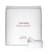 This exclusive Facial Cotton is 100% natural and uniquiely manufactured for a consistent soft, smooth texture. Allows for maximum absorption and assists in the application of Shiseido softeners.Call Saks Fifth Avenue New York, (212) 753-4000 x2154, or Beverly Hills, (310) 275-4211 x5492, for a complimentary Beauty Consultation. ASK SHISEIDOFAQ 