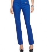 The sleek silhouette of these MICHAEL Michael Kors slim-fitting petite pants is highlighted by the bold cobalt blue hue.