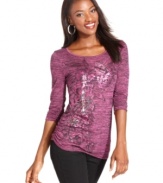 Shine on in Style&co.'s petite tunic. Fanciful ruching adds a feminine touch to this soon-to-be classic top.