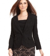 Lace is back for fall fashion, this time as an elegant fitted petite blazer from Style&co. Layer it over a simple black top, or pair it with a vibrant print for more splash!