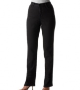 Look your slimmest in Style&co. petite straight-leg jeans, featuring a special tummy-smoothing panel at the front.