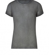 Stylish t-shirt in fine, pure grey cotton - Supremely soft, lightweight material has a well-worn, vintage look - Round neck and short sleeves - Slim, straight cut - An indispensable basic in any wardrobe, easily dressed up or down - Wear solo or layer beneath a blazer or cardigan and pair with jeans, chinos, shorts or linen trousers