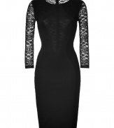 Finish your cocktail look on a sleek note with Blumarines ladylike lace sheath, detailed with a sheer lace back and sleeves for that added edge of understated allure - Rounded neckline, 3/4 length sleeves lace sleeves, lace back, hidden back zip - Form-fitting - Team with flawless pumps and an oversized leather envelope clutch