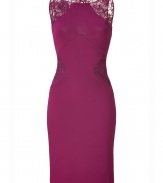 With its sultry lace inserts in all the right places, Emilio Puccis form-fitting sheath is a chic and sultry take on cocktail attire - Round neckline, sleeveless, sheer lace inserts at yolk, semi-sheer lace inserts at waist, exposed metal back zip, slit back with button closure at nape, side slit - Form-fitting - Wear with heels and a statement clutch