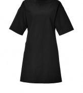 A chic shift with endless wearing possibilities, Michael Kors button detailed dress is a sophisticated workweek must - Wide neckline, elbow-length wide sleeves, buttoned shoulder detail, side slit pockets, pull-over style - Straight silhouette, mini-length - Wear with flats and a leather carryall to work