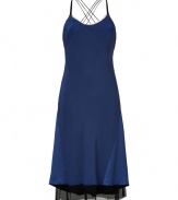 The Downtown chic answer to cocktails, Rag & Bones cross-back dress is both contemporary and cool - Scoop neckline, strappy cross-back, draped back, black tulle underlay at hem, tonal side inserts - Fitted top, loosely fitted skirt, longer back - Wear with heels and a dusting of fine jewelry