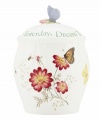 Spring is perpetually in season with the Butterfly Meadow cookie jar. Colorful blooms and butterflies mingle on beautiful white porcelain with an ultra-sweet message: Cherish Yesterday, Dream Tomorrow, Live Today. Qualifies for Rebate