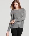 Pull on easy elegance with this Eileen Fisher boat neck top boasting a boxy silhouette and subtle stripes.