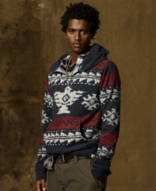 A comfortable, ultra-soft popover hoodie exudes classic downtown style in a Native-American-inspired print -- a perfect finish to any outfit. (Clearance)