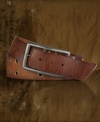 Crafted from weathered cowhide, this rich leather belt adds instant rugged appeal to any ensemble.