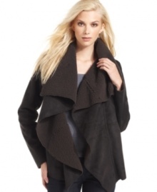 Snuggle into Calvin Klein Jeans' draped faux-shearling jacket - with jeans and a tee it's totally weekend-chic.