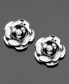 Darling rosette stud earrings from Betsey Johnson make any look sparkle! These sculpted mixed metal roses feature sparkling rhinestone accents at center. Approximate diameter: 1/2 inch.