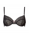 Make a sexy statement in this flattering underwire bra made of charcoal synthetic stretch fiber - This elegant supermodel-approved bra is stylish and sultry - 3/4-cups with narrow, adjustable straps, and hook and eye closure - With a vintage feel, this bra will help you channel your inner femme fatale - Works well under most outfits