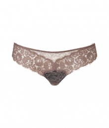 Dainty yet sultry, this lace-laden La Perla thong will add a sexy kick to any look - Scalloped trim, contrast colored lining - Perfect under form-fitting evening ensembles or paired with a matching bra for stylish lounging