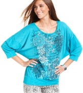 Airy dolman sleeves and a banded hem create a relaxed silhouette for this easy-to-wear Style&co.'s petite top!