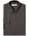 Streamline your style. A slim fit and sleek stripes give this Marc New York dress shirt a modern sophisticated look.