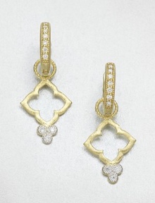 From the Couture Collection. A pretty floral design in 18k gold accented with brilliant diamonds; perfect for your favorite hoops. Diamonds, .06 tcw18k goldFixed baleImported Please note: Earrings sold separately.