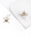 Turn on the polish. These novelty enamel cufflinks from Kenneth Cole will turn heads from the boardroom to the break room.