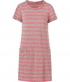 Loose and laid-back, Marc by Marc Jacobss pink and cream t-shirt dress lets you show your stripes in sporty style - Crafted in a soft, lighter weight viscose and linen blend - Relaxed A-line silhouette - Short sleeves and classic crew neck - Two large pockets at hips - Casually chic, ideal for weekends and off-duty time - Pair with ballet flats, sandals or trainers