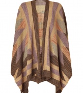 With a trend-right ethnic print and a cozy cashmere-and-linen blend, this serape poncho is the perfect cardigan alternative - Open silhouette, draped fit, all-over patterned knit - Style with high-waisted skinnies, a cashmere pullover, and over-the-knee boots