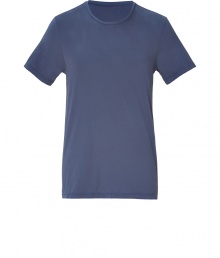 Stylish t-shirt in fine, pure marine blue cotton - Soft yet durable summer weight material has a chic, crinkled effect - Classic crew neck and short sleeves - Long, lean silhouette - A relaxed, versatile basic ideal for layering - Wear solo or pair with a pullover or blazer and chinos, Bermudas or jeans