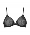 Luxurious underwire bra in fine black synthetic fiber (stretch tulle) - very comfortable and pleasant on the skin - elegant simple unpadded triangle shape -  adjustable straps and hook closure - ideal for plunging necklines - creates a dream cleavage - perfect snug fit - stylish, sexy, seductive - fits under (almost) all outfits