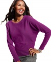 Snuggle up to style with this petite dolman-sleeve sweater from Charter Club. Made from the coziest cashmere, it's sure to keep you warm all season long.