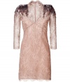 Ultra-luxe nude embellished shoulder lace dress - This exceptional cocktail dress will make an impact at any gathering - Glamorous nude lace tailored long sleeve dress with sparkling shoulder embellishments - Pair with fishnets, a supple fur coat, and sky-high platforms for a chic party look - Try with sheer stockings, a tailored trench, and stilettos