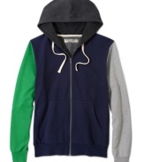 You style standard just became a standout with the cool color-blocked design on this hoodie from Chor.