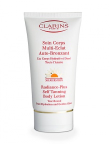 Named Best Self-Tanner in Allure magazine's Best of Beauty. Radiance-Plus Self Tanning Body Lotion offers year round hydration and a healthy, golden glow. Lightweight, fresh cream-gel formula immediately absorbs into skin for an even, flawless application every time. Tiny mother-of-pearl particles create an allover iridsecent effect. Ideal for all skin tones. Key ingredients: DHA, erythrulose, imperata cylindrica, kiwi extract, Pro-Vitamin B5, vitamins A and E. 5.3 oz. 