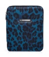 Inject a fun edge into you media collection with Juicy Coutures bright blue leopard print iPad case - Microfiber interior, metal logo plaque - Stash away in just as bold oversized printed totes