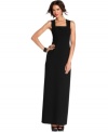 BCBGMAXAZRIA's gown makes a sharp statement with a V-shaped back detail that modernizes the silhouette.