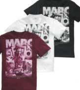 Sleek casual style is as easy as throwing on this v-neck t-shirt from Marc Ecko.