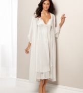 Fluttering sleeves with floral bouquets are the sweet highlight of this graceful Secret Garden robe by Flora Nikrooz.