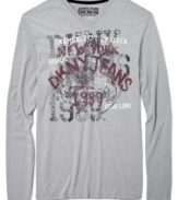 DKNY Jeans layers vintage-look graphics on a V-neck T-shirt you'll wear time and time again